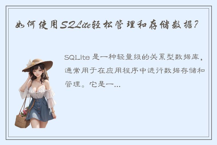 如何使用SQLite轻松管理和存储数据?
