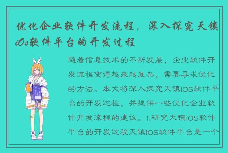 优化企业软件开发流程,深入探究天镇iOs软件平台的开发过程