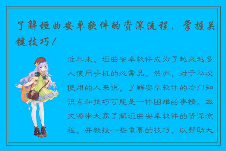 了解垣曲安卓软件的资深流程，掌握关键技巧！