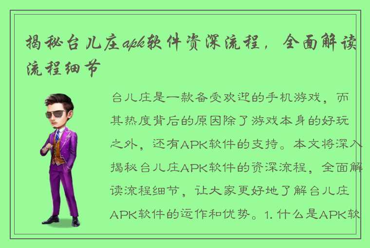 揭秘台儿庄apk软件资深流程,全面解读流程细节