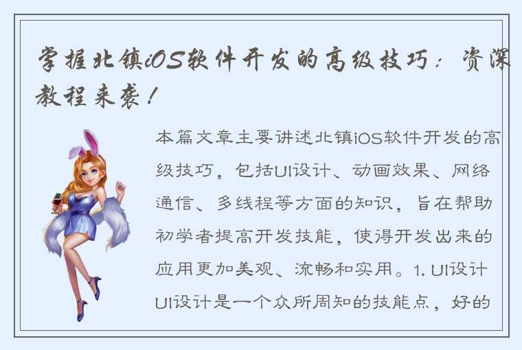 掌握北镇iOS软件开发的高级技巧:资深教程来袭!